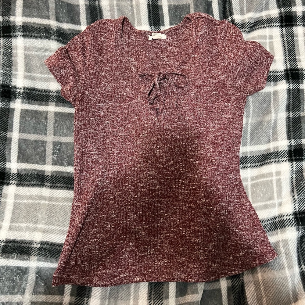 Burgundy knit T Shirt
